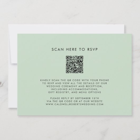 Tropical Romance Palm Trees Pastellgrün Hochzeit Einladung (Rückseite)