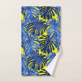 Tropical Royal Blue Yellow Monstera Dschungel Blät Badhandtuch Set (Handtuch)
