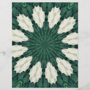 Tropical Sacramento Green und Silver Leaf Mandala.