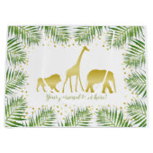 Tropical Safari Animals Gold Green Party Große Geschenktüte (Vorderseite)