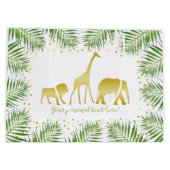 Tropical Safari Animals Gold Green Party Große Geschenktüte (Rückseite)
