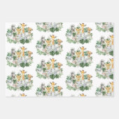 Tropical Safari Animals Jungle Greenery Wildes Par Geschenkpapier Set (Vorderseite)