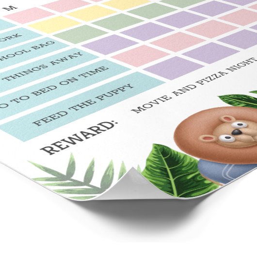 Tropical Safari Animals Rewards Chore Chart Poster (Ecke)