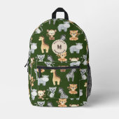 Tropical Safari Baby Animals Monogram Bedruckter Rucksack (Vorderseite)