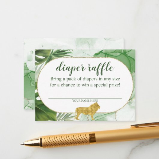 Tropical Safari Diaper Umschließungskarte Begleitkarte (Vorderseite/Rückseite Beispiel)