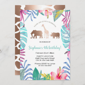 Tropical Safari Geburtstagsparty Einladung