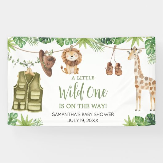 Tropical Safari Jungle Animals Baby Dusche Banner (Horizontal)