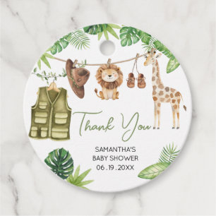 Tropical Safari Jungle Animals Baby Dusche rund Geschenkanhänger
