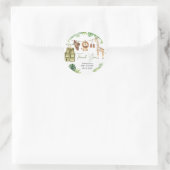 Tropical Safari Jungle Animals Baby Dusche Runder Aufkleber (Tasche)