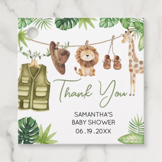 Tropical Safari Jungle Animals Baby Showplatz Geschenkanhänger (Vorderseite)
