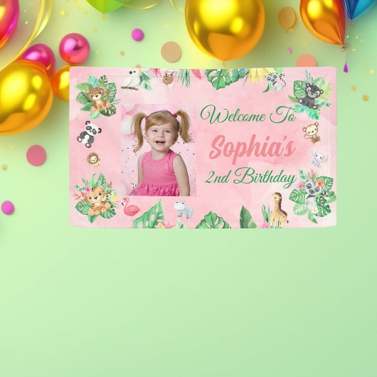 Tropical Safari Jungle Animals Kindergeburtstag Banner