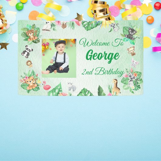 Tropical Safari Jungle Animals Kindergeburtstag Banner