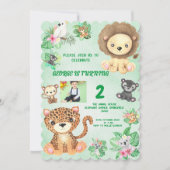 Tropical Safari Jungle Animals Kindergeburtstag Einladung (Vorderseite)