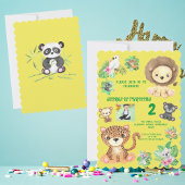 Tropical Safari Jungle Animals Kindergeburtstag Einladung
