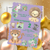 Tropical Safari Jungle Animals Kindergeburtstag Einladung