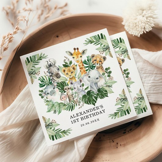Tropical Safari Jungle Animals Wild Ein Geburtstag Serviette