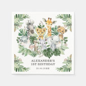 Tropical Safari Jungle Animals Wild Ein Geburtstag Serviette (Vorderseite)