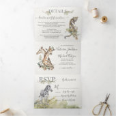 Tropical Safari Jungle Wedding Tri-Fold Einladung (Innenseite)