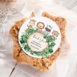 Tropical Safari Jungle Wild Animals Baby Dusche Runder Aufkleber