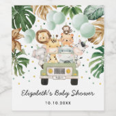 Tropical Safari Wild Animals Baby Shower Favoriten Weinetikett (Einzelnes Label)