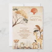 Tropical Safari Wild One Jungle Animals Geburtstag Einladung (Vorderseite)