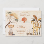 Tropical Safari Wild One Jungle Animals Geburtstag Einladung (Vorderseite)