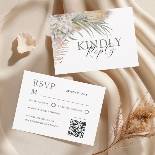Tropical Sage Green Floral Wedding RSVP