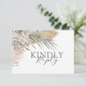 Tropical Sage Green Floral Wedding RSVP (Stehend Vorderseite)