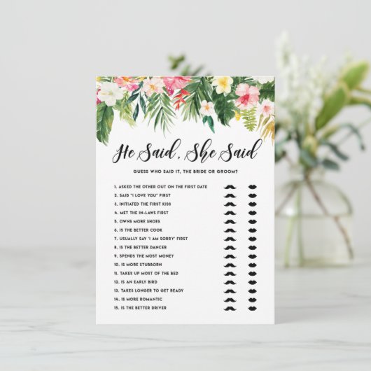 Tropical sagte er sagte, sie sagte Bridge oder Gam Begleitkarte (Stehend Vorderseite)