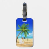 Tropical Sand Beach Individuelle Name Gepäckanhänger (Rückseite vertikal)