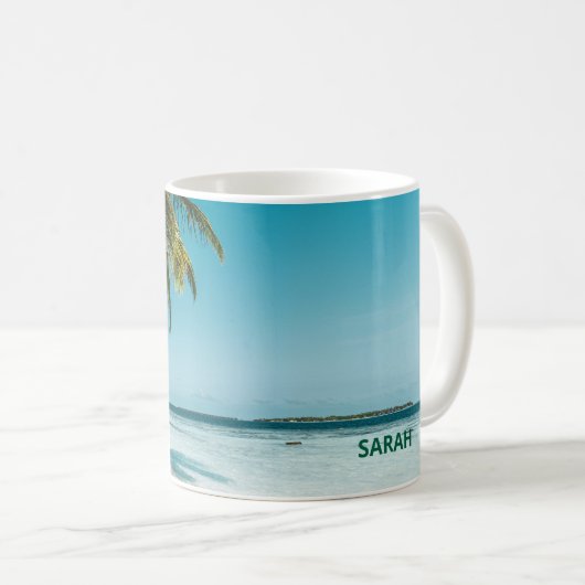 Tropical sand beach ocean personalized adventure kaffeetasse (VorderseiteRechts)