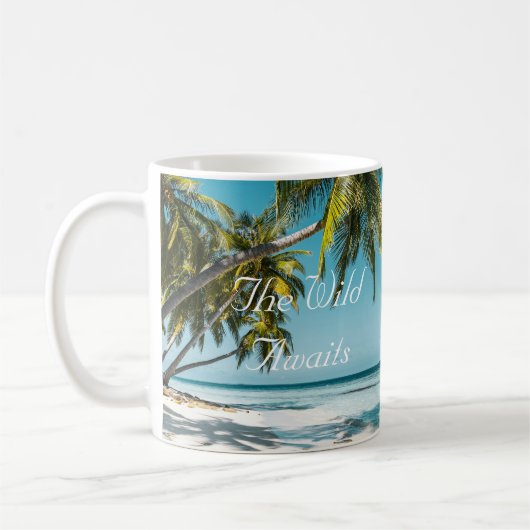 Tropical sand beach ocean personalized adventure  kaffeetasse (Links)