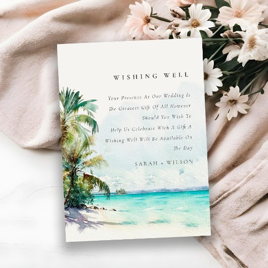 Tropical Sand Beach Palm Tree Hochzeit wünschen gu Begleitkarte