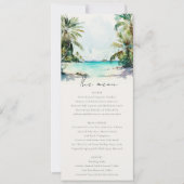 Tropical Sand Beach Palm Trees Wedding Menu Card Einladung (Vorderseite)