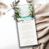 Tropical Sand Beach Palm Trees Wedding Menu Card Einladung