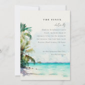 Tropical Sand Beach Palmen Hochzeit + Details Einladung (Rückseite)