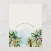 Tropical Sand Beach Palmen Hochzeitsdetails Begleitkarte (Rückseite)