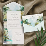 Tropical Sand Beach Watercolor Palmen Hochzeit All In One Einladung<br><div class="desc">Tropical Watercolor Palm Trees Theme Collection.- Es ist eine elegante Skript Aquarell Illustration von tropischen Palmen an Strand perfekt für Ihre tropischen Strände Hochzeit & Party. Es ist sehr einfach, mit Ihren persönlichen Daten zu personalisieren. Wenn Sie ein anderes passendes Produkt oder eine Anpassung benötigen, wenden Sie sich bitte per...</div>