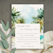 Tropical Sand Beach Watercolor Palmen Hochzeit Dankeskarte