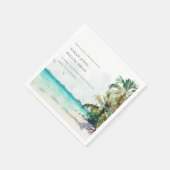 Tropical Sand Beach Watercolor Palmen Hochzeit Serviette (Ecke)