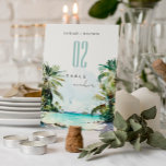 Tropical Sand Beach Watercolor Palmen Hochzeit Tischnummer<br><div class="desc">Tropical Watercolor Palm Trees Theme Collection.- Es ist eine elegante Skript Aquarell Illustration von tropischen Palmen an Strand perfekt für Ihre tropischen Strände Hochzeit & Party. Es ist sehr einfach, mit Ihren persönlichen Daten zu personalisieren. Wenn Sie ein anderes passendes Produkt oder eine Anpassung benötigen, wenden Sie sich bitte per...</div>