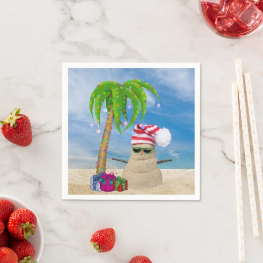 Tropical Sand Man Weihnachten mit Palmen Serviette (Beispiel)