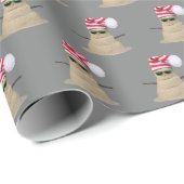 Tropical Sand Snowman On grau Geschenkpapier (Rolleneckpunkt)