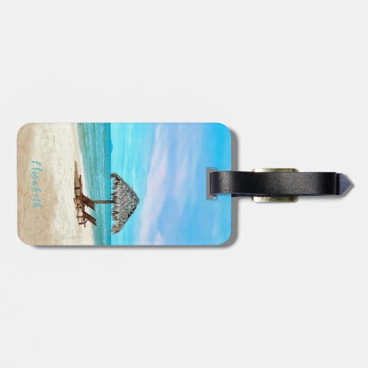 Tropical Sandy Beach Individuelle Name Gepäckanhänger (Rückseite horizontal)