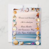 Tropical Sandy Beach & Seashells Hochzeitsempfang Einladung (Vorderseite)