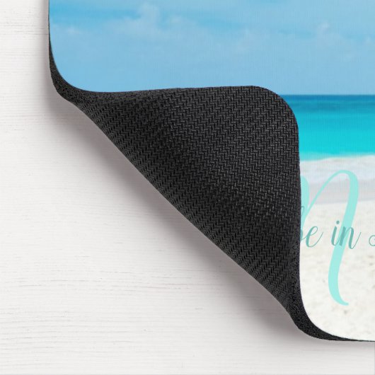 Tropical Sandy Beach Türkis Monogram Palm Tree Mousepad (Ecke)