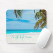 Tropical Sandy Beach Türkis Monogram Palm Tree Mousepad (Mit Mouse)
