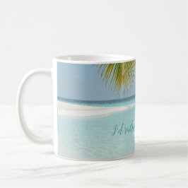 Tropical Sandy Beach Türkis Typografie Palm Kaffeetasse