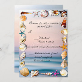 Tropical Sandy Beach und Seashell Wedding Response Einladung