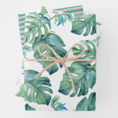 Tropical Santa and Palm Blätter Muster Wasserfarbe (Beispiel)